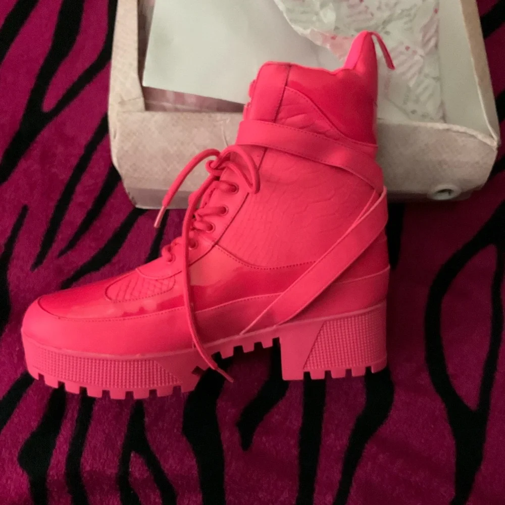 Vibrant Pink Women's Boots - Picture 5 of 13